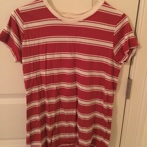 Red and White Stripped Medium T-Shirt